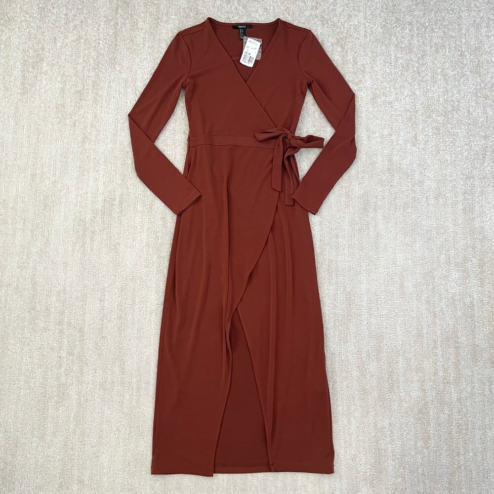 NWT Forever 21 Boho Summer Wrap Long Sleeve Dress S